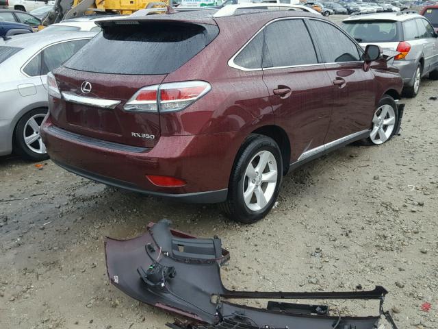 JTJBK1BA5D2458882 - 2013 LEXUS RX 350 BURGUNDY photo 4