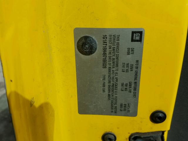 1G1AT18H497166028 - 2009 CHEVROLET COBALT YELLOW photo 10