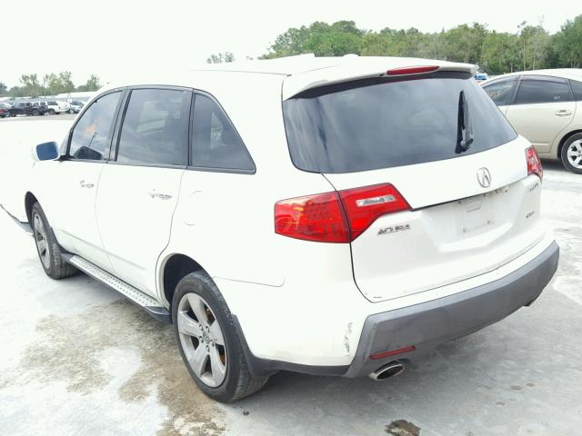 2HNYD28877H527787 - 2007 ACURA MDX SPORT WHITE photo 3