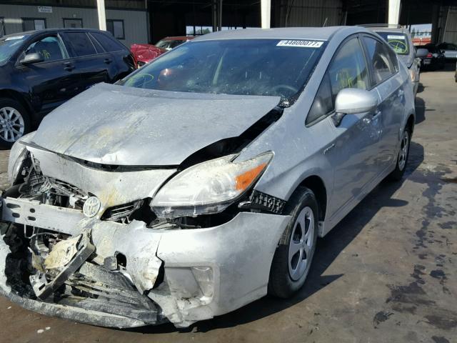 JTDKN3DU0D5691743 - 2013 TOYOTA PRIUS SILVER photo 2