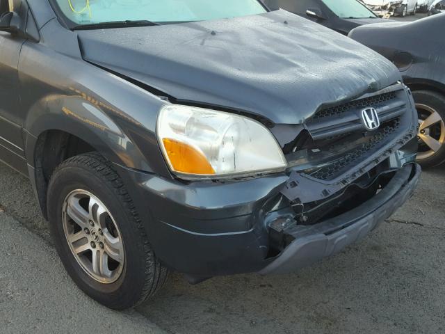 2HKYF18703H516228 - 2003 HONDA PILOT EXL GRAY photo 9