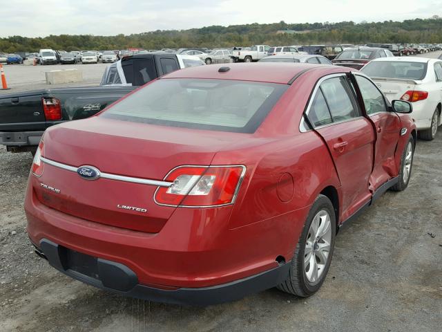 1FAHP2FW6AG109308 - 2010 FORD TAURUS LIM RED photo 4