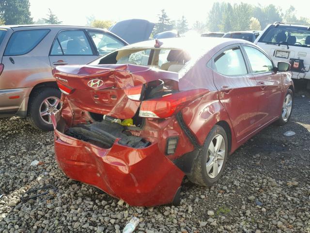 KMHDH4AE7CU214925 - 2012 HYUNDAI ELANTRA RED photo 4