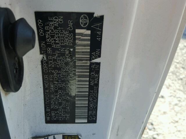 JTKDE3B77A0308307 - 2010 TOYOTA SCION TC 白色 照片 10