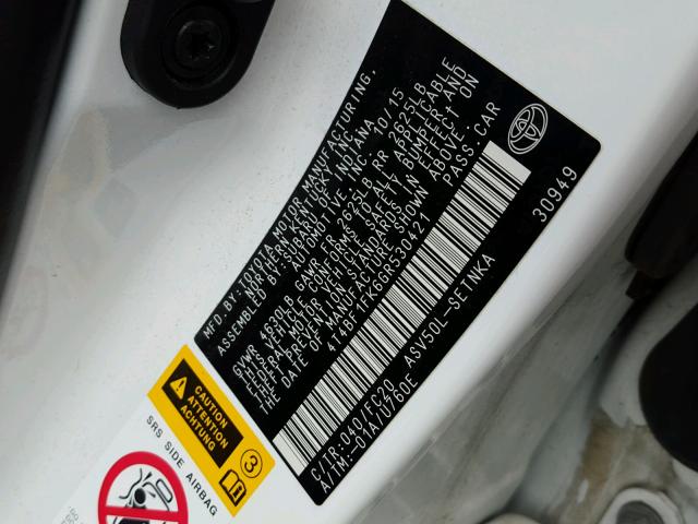 4T4BF1FK6GR530421 - 2016 TOYOTA CAMRY WHITE photo 10