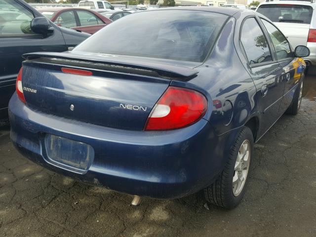 1B3ES46C8YD746792 - 2000 DODGE NEON BASE BLUE photo 4