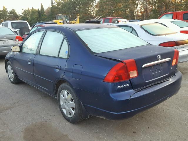 1HGES26832L038544 - 2002 HONDA CIVIC BLUE photo 3