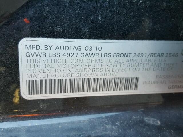 WAUBFAFL1AN060546 - 2010 AUDI A4 PREMIUM BLACK photo 10