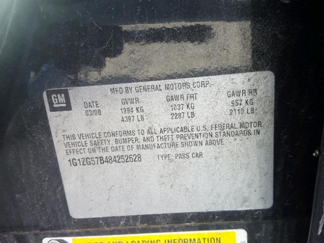 1G1ZG57B484252628 - 2008 CHEVROLET MALIBU LS Qara foto 10