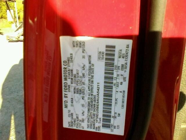 1FMEU5BE9AUA54211 - 2010 FORD EXPLORER S RED photo 10