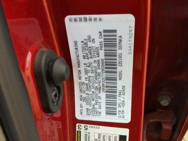 1NXBR32E77Z809468 - 2007 TOYOTA COROLLA S RED photo 10