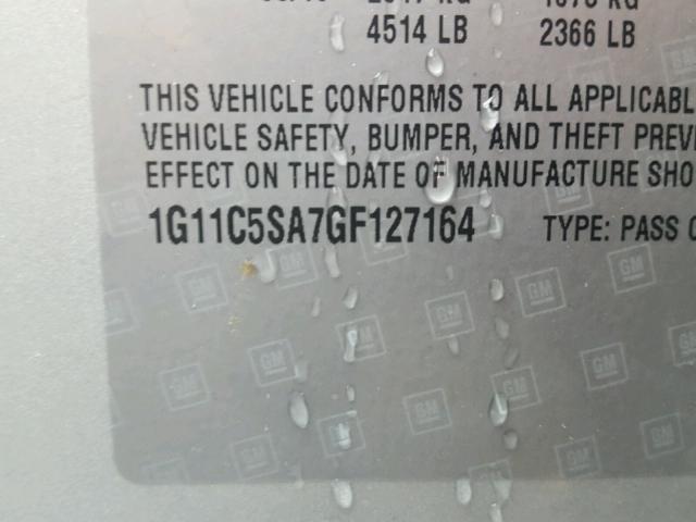 1G11C5SA7GF127164 - 2016 CHEVROLET MALIBU LIM 银色 照片 10