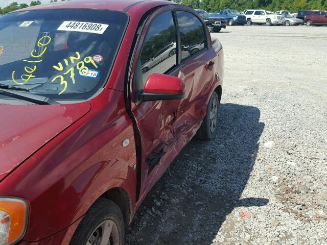 KL1TD56697B063789 - 2007 CHEVROLET AVEO BASE Қызыл фото 9