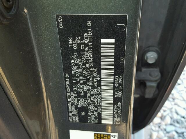 JTLKT324050218484 - 2005 TOYOTA SCION XB Қара фото 10