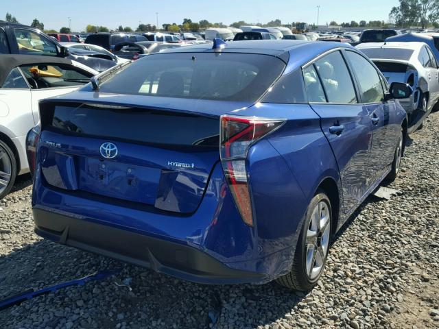 JTDKARFU9H3534483 - 2017 TOYOTA PRIUS BLUE photo 4