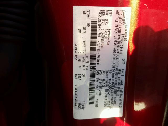 1FADP3K23EL323578 - 2014 FORD FOCUS SE RED photo 10