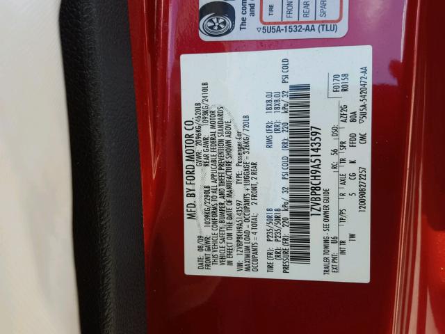 1ZVBP8CH9A5143597 - 2010 FORD MUSTANG GT RED photo 10
