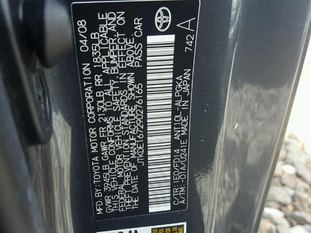 JTKDE167290276165 - 2009 TOYOTA SCION TC 灰色 照片 10