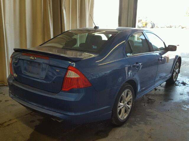 3FAHP0HA9CR259530 - 2012 FORD FUSION SE BLUE photo 4