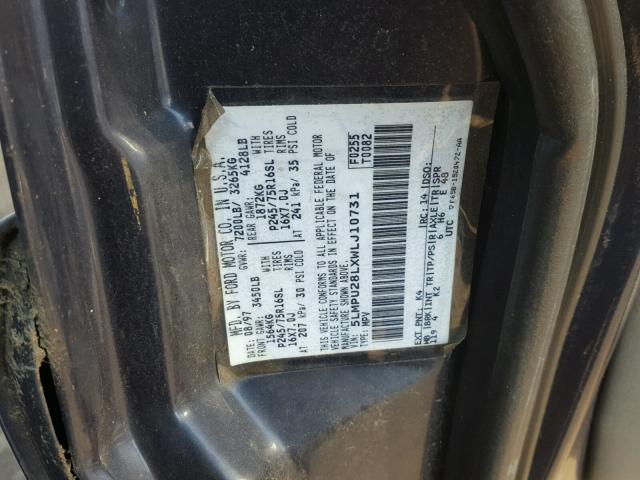 5LMPU28LXWLJ10731 - 1998 LINCOLN NAVIGATOR BLUE photo 10