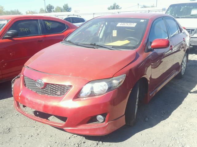 1NXBU4EE7AZ379545 - 2010 TOYOTA COROLLA BA RED photo 2