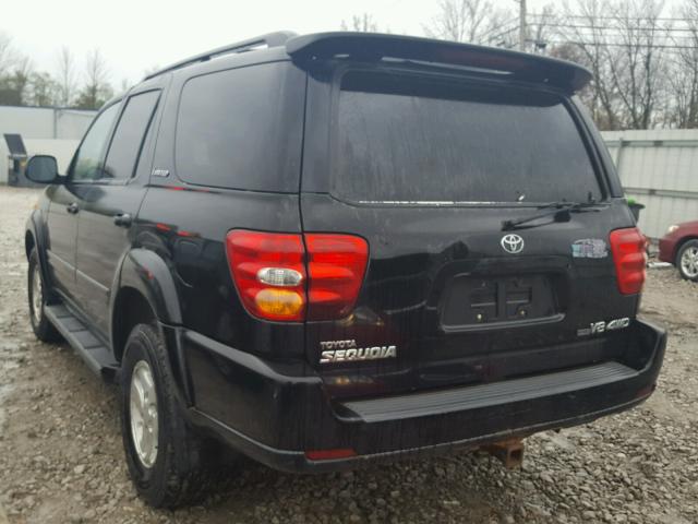 5TDBT48A01S035656 - 2001 TOYOTA SEQUOIA BLACK photo 3