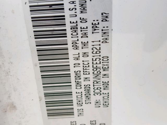 3C6TRVNG9FE516211 - 2015 RAM PROMASTER 白色 照片 10