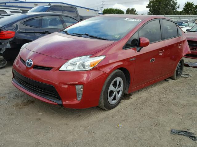 JTDKN3DU3C1501763 - 2012 TOYOTA PRIUS RED photo 2