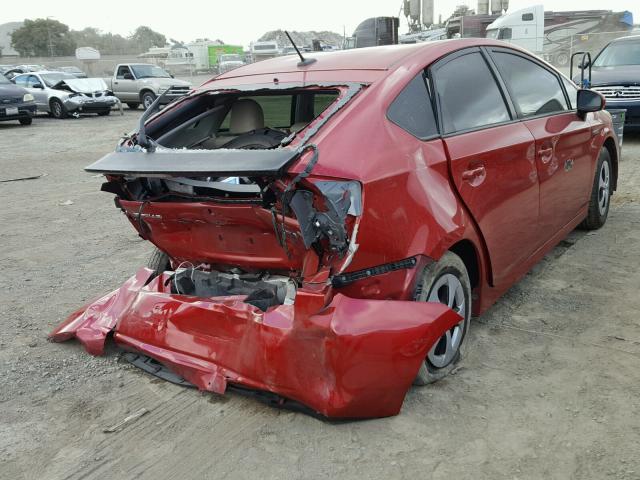 JTDKN3DU3C1501763 - 2012 TOYOTA PRIUS RED photo 4