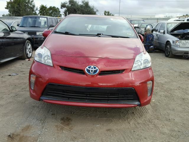 JTDKN3DU3C1501763 - 2012 TOYOTA PRIUS RED photo 9