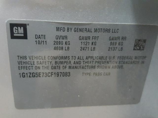 1G1ZG5E73CF197083 - 2012 CHEVROLET MALIBU LTZ GRAY photo 10