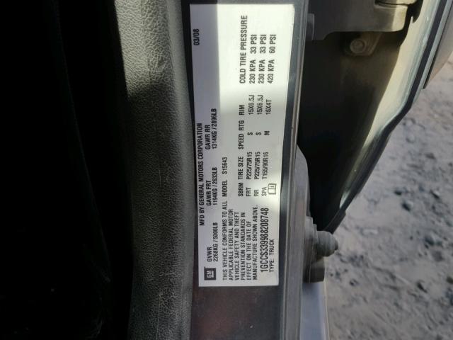 1GCCS339988208748 - 2008 CHEVROLET COLORADO L GRAY photo 10