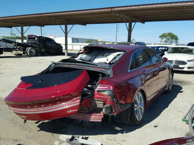 3LN6L2G97ER818507 - 2014 LINCOLN MKZ RED photo 4