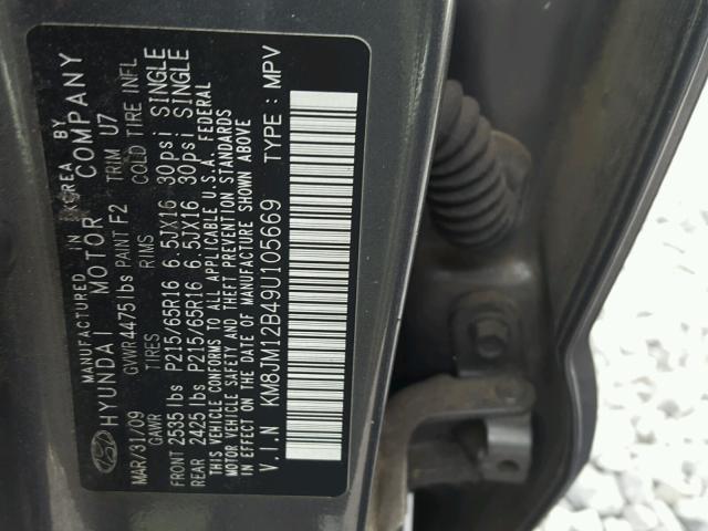 KM8JM12B49U105669 - 2009 HYUNDAI TUCSON GRAY photo 10