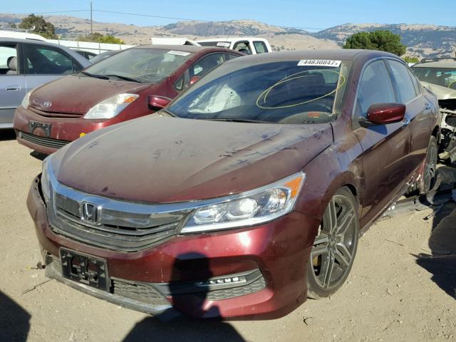 1HGCR2F55GA227000 - 2016 HONDA ACCORD SPO MAROON photo 2