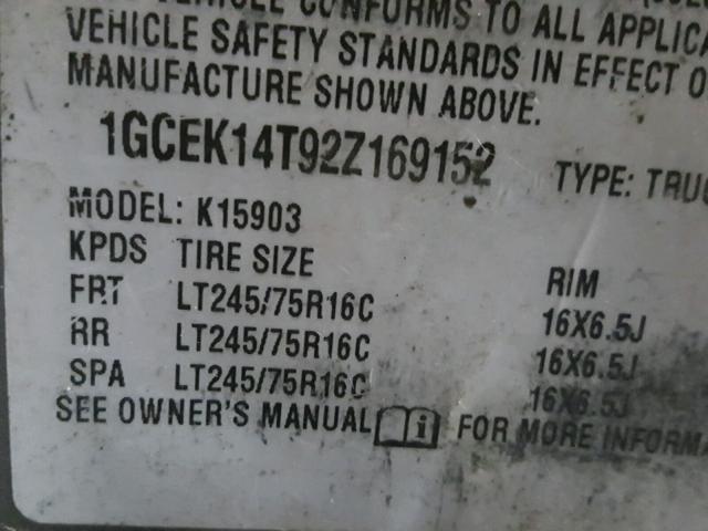 1GCEK14T92Z169152 - 2002 CHEVROLET SILVERADO SILVER photo 10