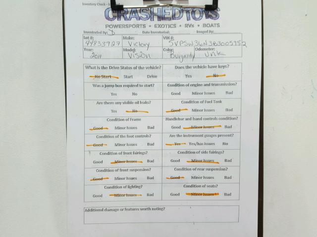 5VPSW36N3B3005952 - 2011 VICTORY MOTORCYCLES VISION TOU BURGUNDY photo 20