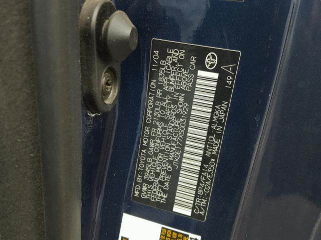 JTKDE177X50031929 - 2005 TOYOTA SCION TC 蓝色 照片 10