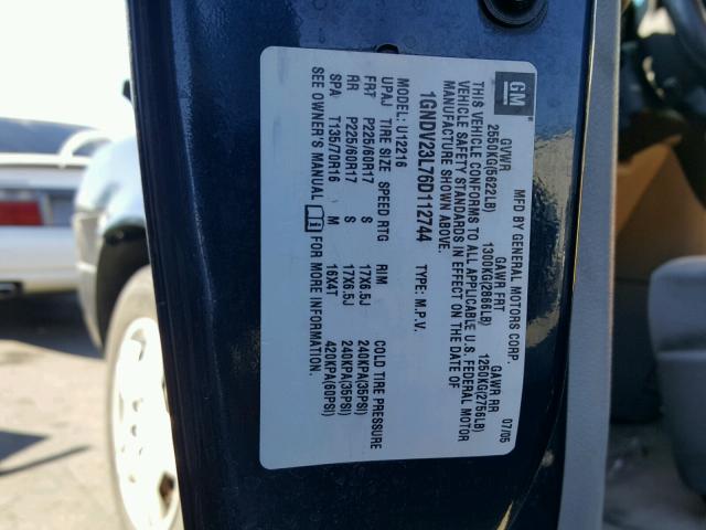 1GNDV23L76D112744 - 2006 CHEVROLET UPLANDER L BLUE photo 10