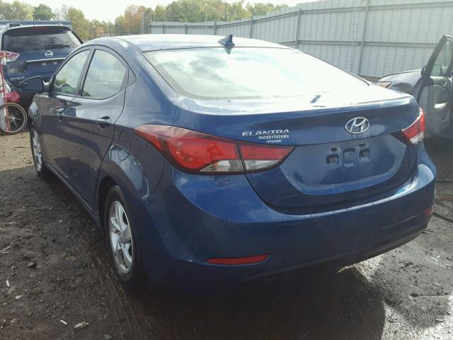 KMHDH4AE3FU389726 - 2015 HYUNDAI ELANTRA SE BLUE photo 3