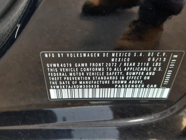 3VW2K7AJ9DM300638 - 2013 VOLKSWAGEN JETTA BASE Սև լուսանկար 10