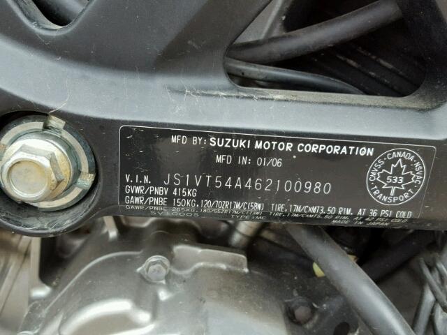 JS1VT54A462100980 - 2006 SUZUKI SV1000 SK3 BLUE photo 10