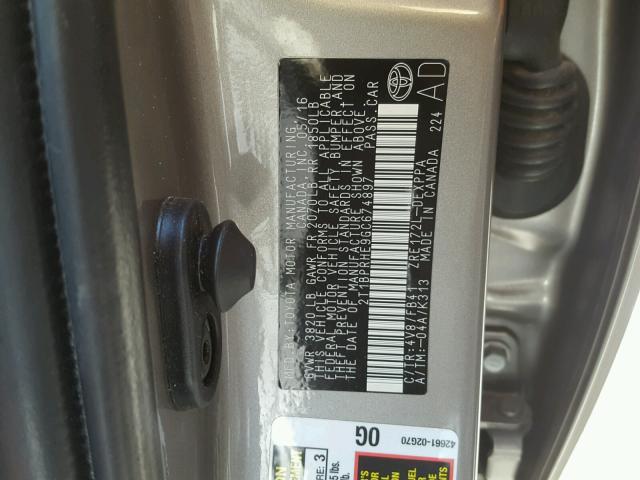 2T1BPRHE9GC674897 - 2016 TOYOTA COROLLA EC 棕色 照片 10