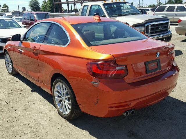 WBA1F9C57FV544132 - 2015 BMW 228 I ORANGE photo 3