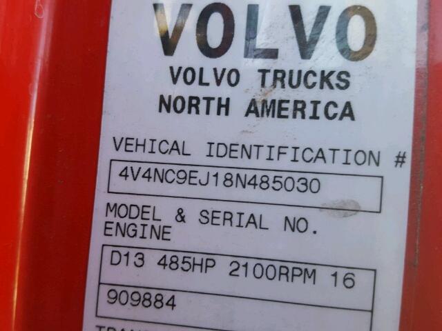 4V4NC9EJ18N485030 - 2008 VOLVO VN VNL RED photo 10