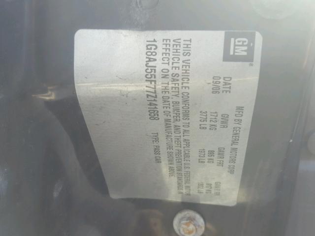 1G8AJ55F77Z141658 - 2007 SATURN ION LEVEL SILVER photo 10