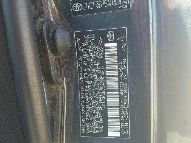 JTKDE3B75A0304241 - 2010 TOYOTA SCION TC 黑色 照片 10