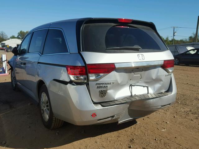 5FNRL5H20FB073252 - 2015 HONDA ODYSSEY LX SILVER photo 3