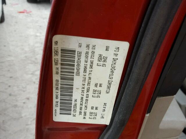 2B3KA43G46H304993 - 2006 DODGE CHARGER SE RED photo 10