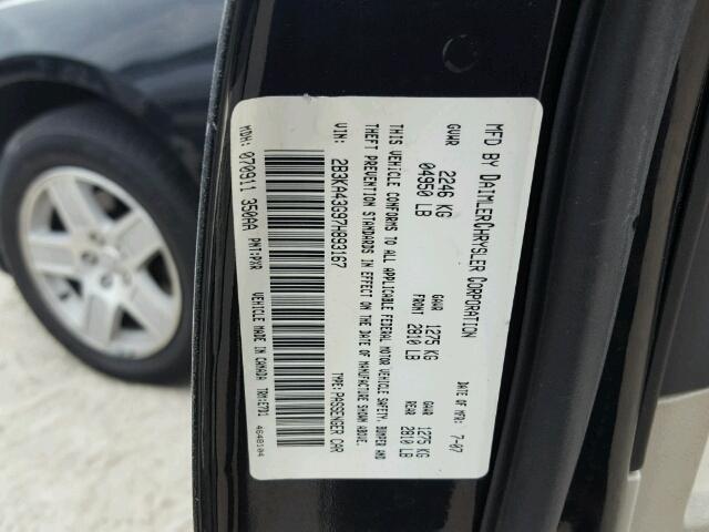 2B3KA43G97H893167 - 2007 DODGE CHARGER SE BLACK photo 10